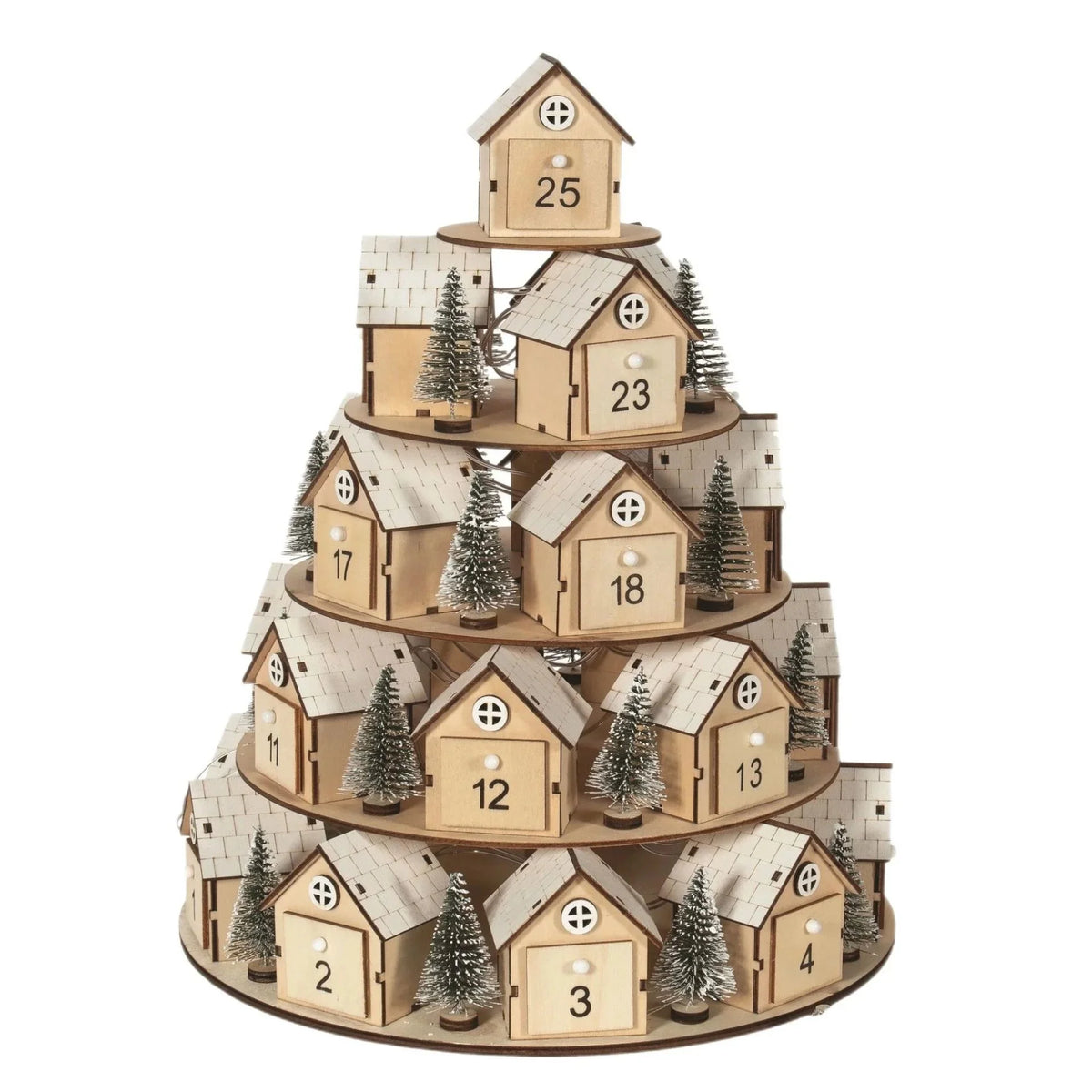Wooden Christmas Advent Calendar 24, Days House Shape Countdown Ornament, Xmas Tree Decoration Gift For, Kids Home Party Decor