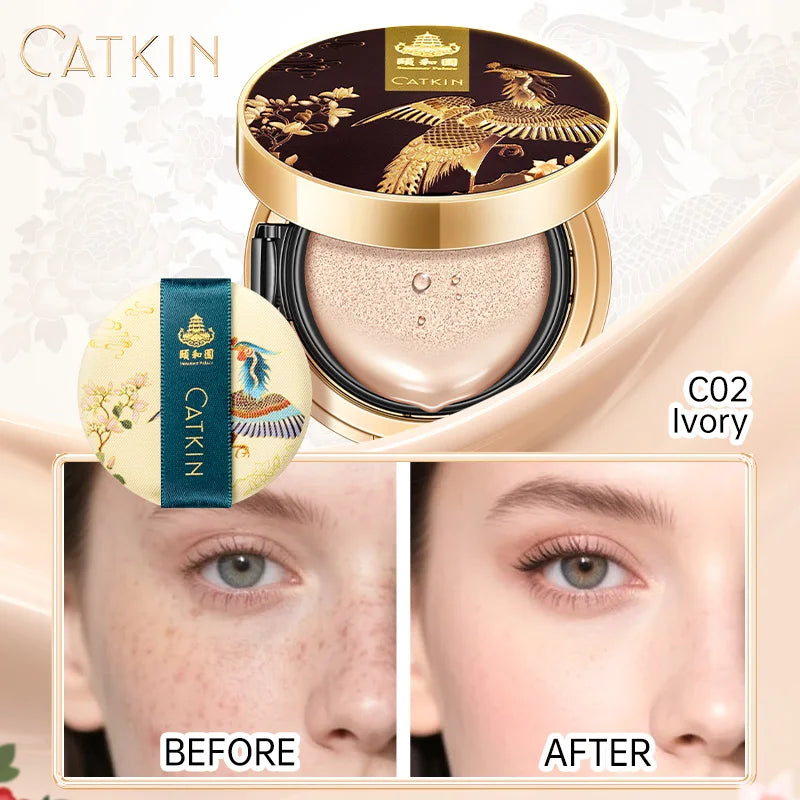 Catkin Phoenix Cushion Foundation Full Coverage, Sheer Satin Finish,  Light Beige