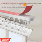 Ultra Thin Self-adhesive Curtain Track Set No Drilling Silent Sliding Rail Ceiling Or Wall Installation For Bathroom Cabinets Ro