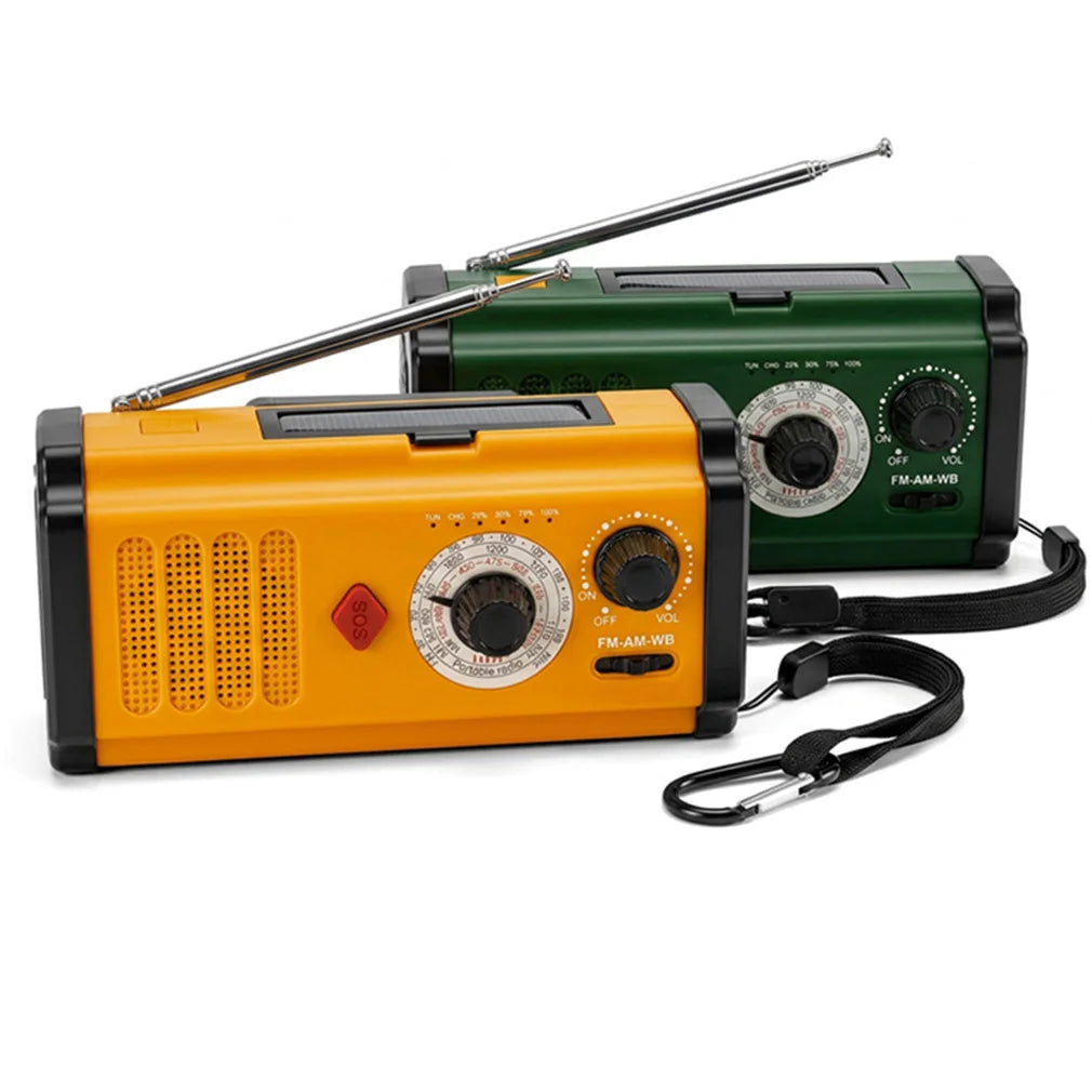 Solar Hand Crank FM AM WB Radio Portable Emergency Flashlight Rechargeable