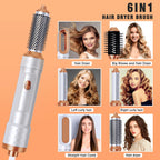 6 in 1 Hair Dryer Brush Detachable Blow Dryer Comb Ionic Hot Air Brush Hair Styling Tool Electric Thermal Brush Air Curler Wand