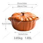 3.7L Enamel Coated Cookware Pumpkin Enameled Cast Iron Cooking Pot NonStick Enamel Pot Casserole Dish 12inch for All Heat Source