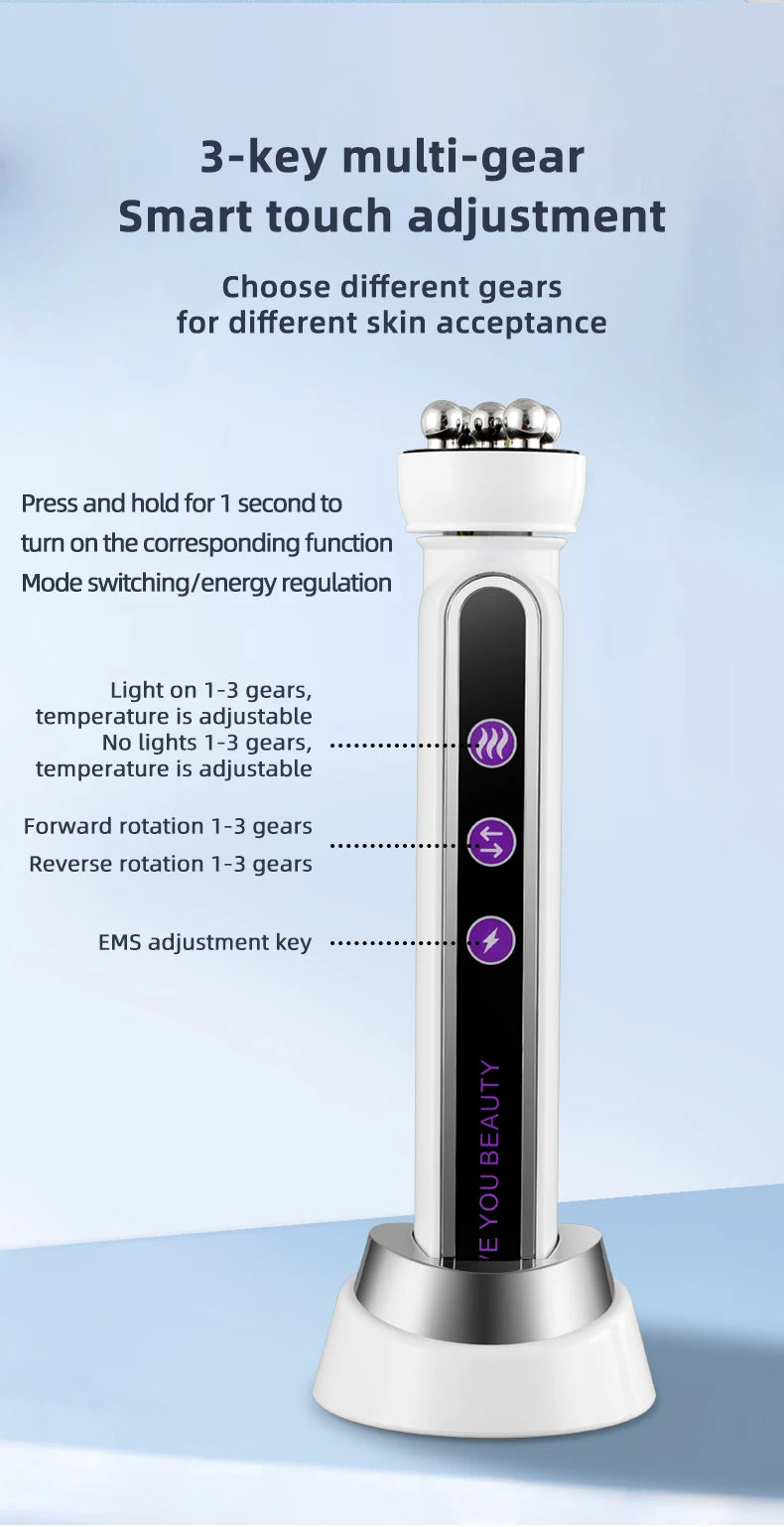 3in1 RF Heating EMS Facial 360° Roller Massager  Firm Microcurrent Beauty Machine