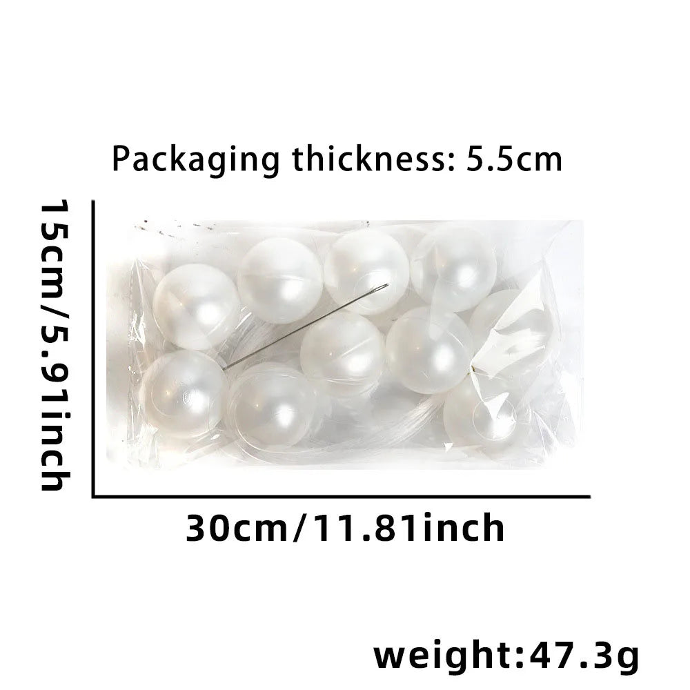 Wedding Backdrop Wall Decor - Faux Large Pearl - DIY Beaded Garland White Ball Pendant & Figurine