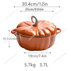 3.7L Enamel Coated Cookware Pumpkin Enameled Cast Iron Cooking Pot NonStick Enamel Pot Casserole Dish 12inch for All Heat Source