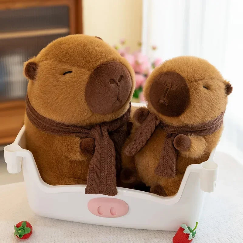 25-30CM Hot Plush Stuffed Doll Cute Scarf Pufferfish Plush Kawaii Animal Toy Children's Birthday Gift Capybara Doll Kids Toys