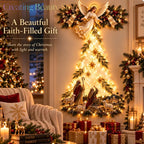 Christmas，Bethlehem Star of Faith, Lighted Nativity Wall Decor,Glowing Christmas Hanging Ornament, LED Lights for Indoor