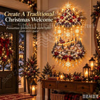 2026 Illuminated Christmas Tree & Village Wall Hanging Cascading Warm Lights,Tree and Village Scene | Warm Cascading Lights