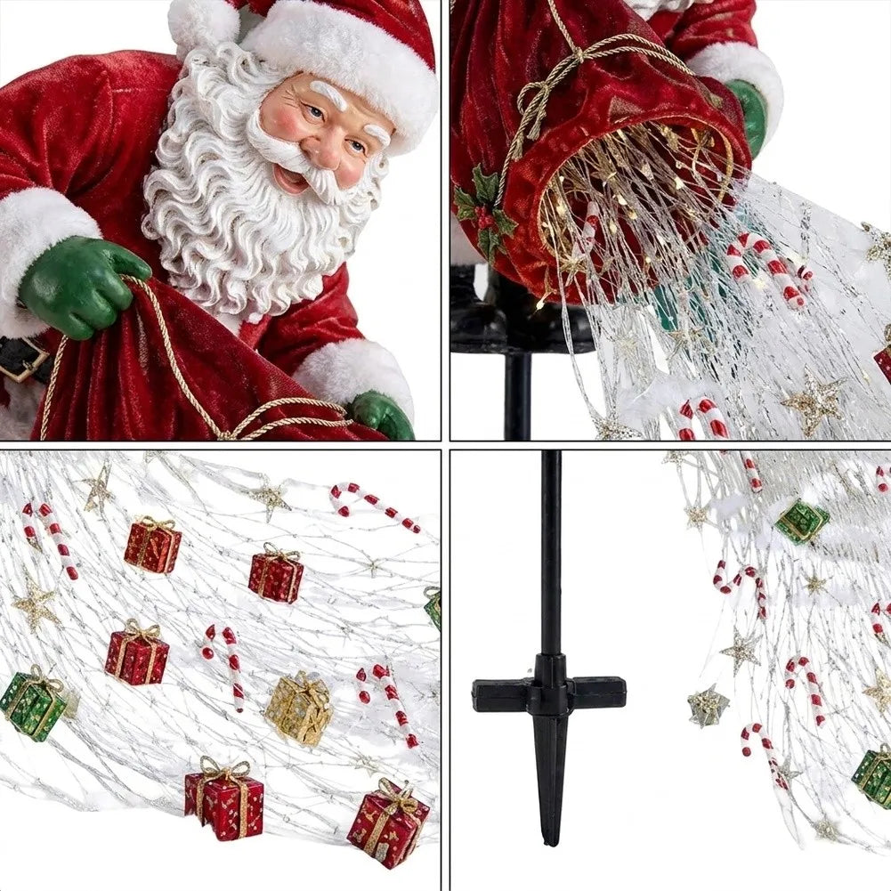 Santa LED Christmas Garden Lights, Flowing Light Effect Illuminated Decor, Waterproof Outdoor Ornament For Yard, Lawn, Pathway