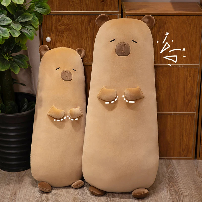 70-120cm Capybara Long Pillow Stuffed Soft Cartoon Animal Capybara Bolster Plushie Sleeping Leg Support Peluche Birthday Gift