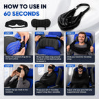 3-in-1 Adjustable EyeMask Airplane Sleep Support System Travel Pillow Multi-Use Office And Home Comfortable Pillow for Traveling