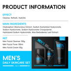 LAIKOU 3-Piece Men's Daily Skincare Kit - Cleanse Refresh Hydrate Essential Men's Beauty Routine Set