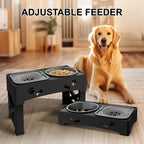 Adjustable 3-in-1 Elevated Pet Feeder with Slow Feeder Bowls