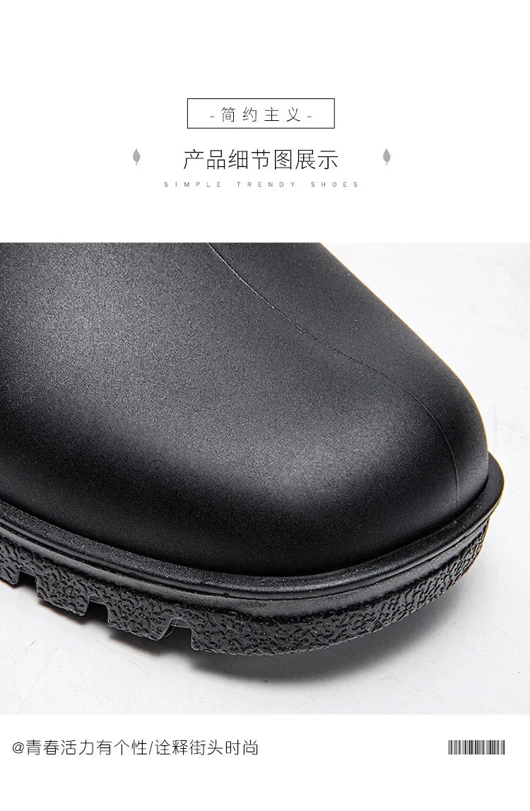 Couple's Short-Tube Non-Slip Plastic Rain Boots, Outdoor Commuting Waterproof Shoes, Pvc One-Piece Molded Women's Water Boots,