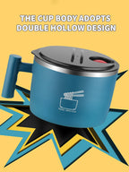 Stainless Steel Bowl With Lid For Instant Noodles Sealed And Portable Drain Bowl For Kitchen Utensils Instant Noodle Partner