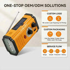 Solar Hand Crank FM AM WB Radio Portable Emergency Flashlight Rechargeable