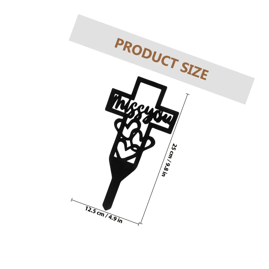Metal Cross Yard Stake Iron Cemetery Memorial Decoration Grave Marker Garden Sign Remembrance Symbol for Loved Ones Cemetery