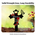 Cross Memorial Stake Outdoor Use Rose Memorial Stake Metal Grave Marker Easy Ground Insert Sympathy Gift for Courtyard