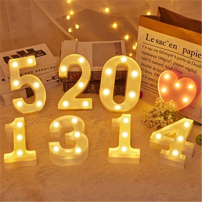 Number Letter Lamp Luminous Alphabet LED Lights Decororation Night Lights