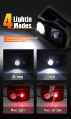 Portable XPG Headlight Sensor Headlamp Mini Flashlight USB Rechargeable High Brightness 4 Modes Night Working Head Torch Light