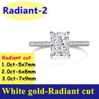 1-3CT Moissanite D Color VVS Diamond Women's Oval Radiant Ring S925 Silver Ring Plated White Gold Jewelry Rings for Women