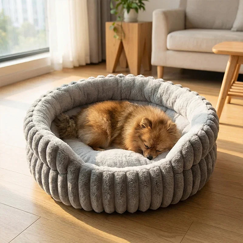 Home Plush Winter Cat Nest Dog Nest Warm Detachable and Washable Round Cat Nest Pet Bed Seasonal Universal Decoration