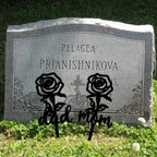 Rose Shaped Memorial Garden Stake, Grave Marker, Sympathy Yard Decor, Tinplate Iron, 8x8 Inch