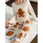 This year's new women's Doz Lane Gingerbread Man print casual Christmas pajama set