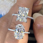 1-3CT Moissanite D Color VVS Diamond Women's Oval Radiant Ring S925 Silver Ring Plated White Gold Jewelry Rings for Women