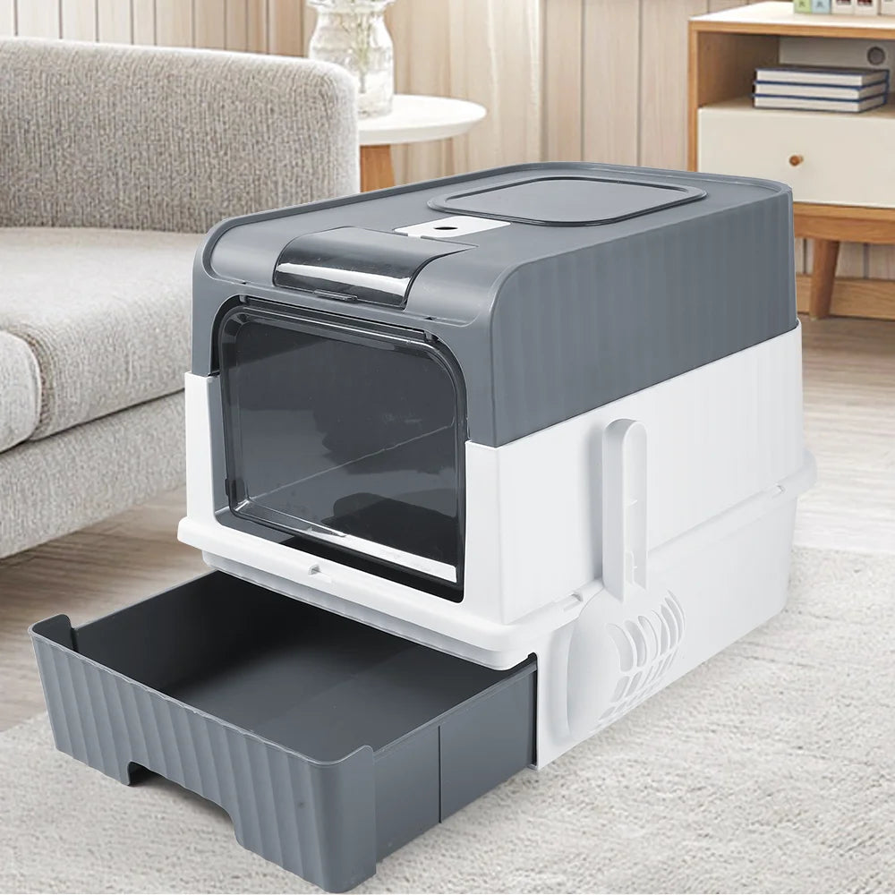 Enclosed Hooded Cat Litter Box with Scoop