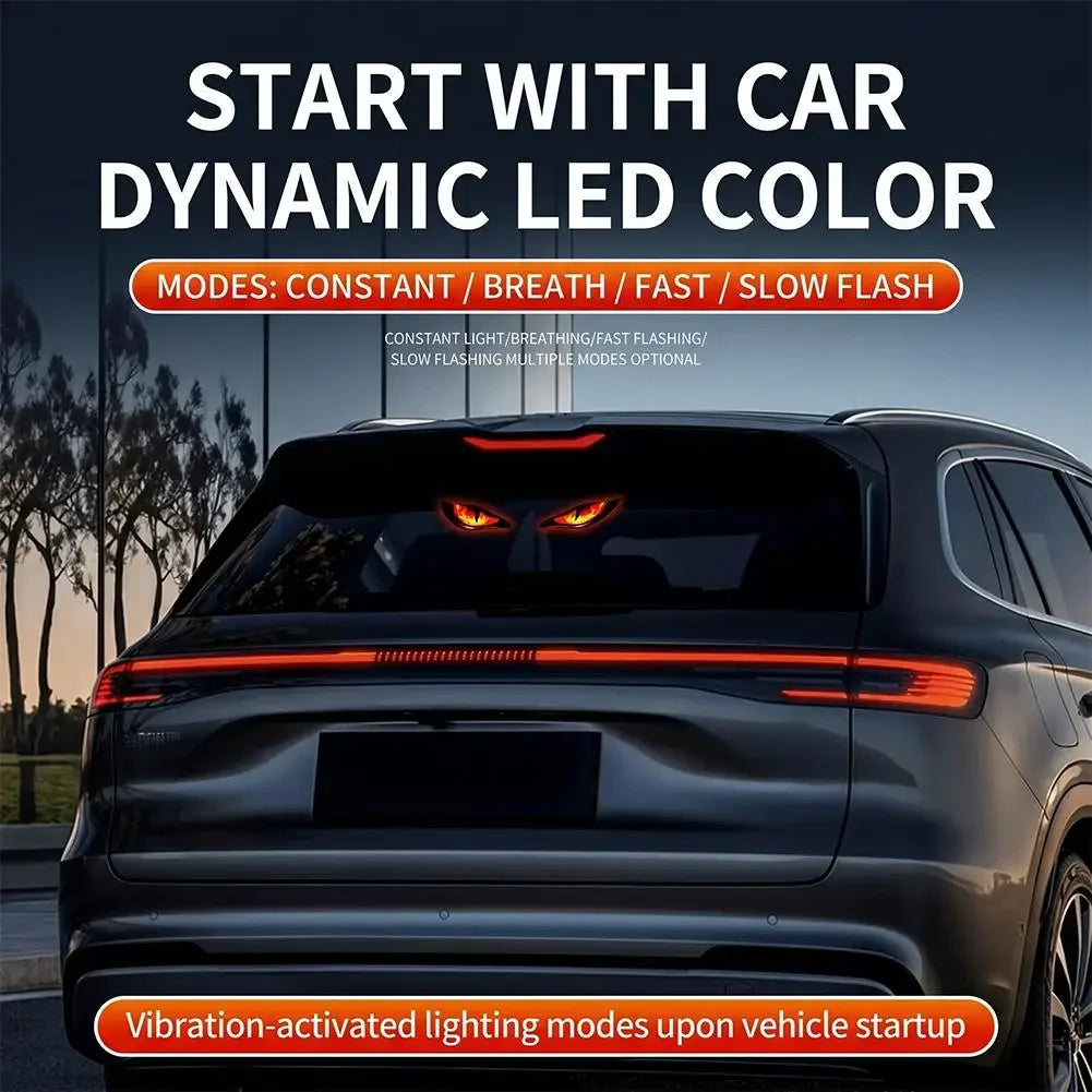 Solar Powered Car Neon Light Wireless Cool DEMON EYE Led Ambient Light Suction Cup USB Rechargeable Atmosphere Breathing Lamp