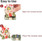 Gingerbread House Incense Burner, Lodge Incense Burner Ornament with Night Light, Christmas Cottage Gingerbread Incense Burner
