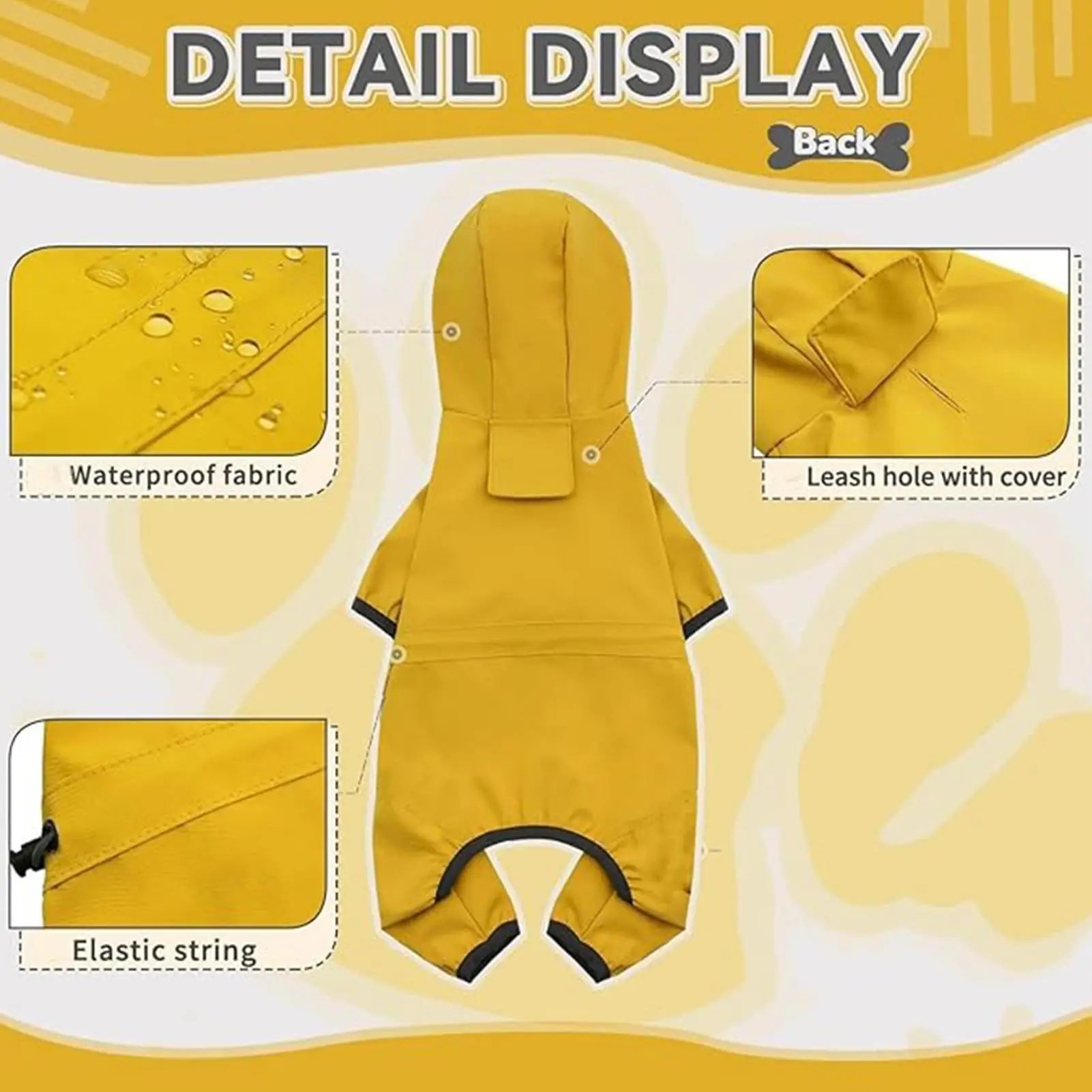 Waterproof Dog Raincoat Adjustable Lightweight Pet Rain Jacket for Small Medium Large Dogs Winter Outdoor Walking Activities