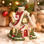 Gingerbread House Incense Burner, Lodge Incense Burner Ornament with Night Light, Christmas Cottage Gingerbread Incense Burner