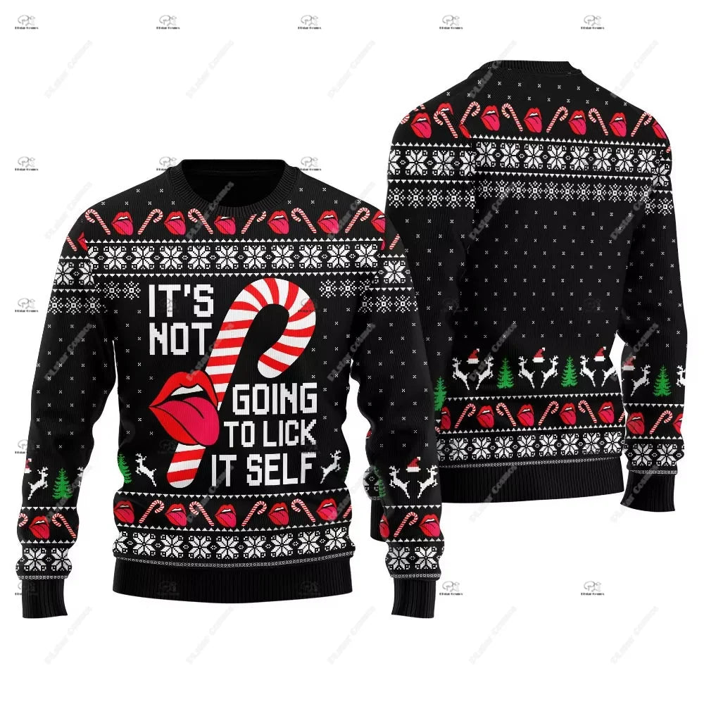 Christmas Santa Claus Pet Cat Knitted Ugly Sweater Graffiti Retro Vintage 3DPrint Pullover Harajuku Casual Funny Long Sleeves 37