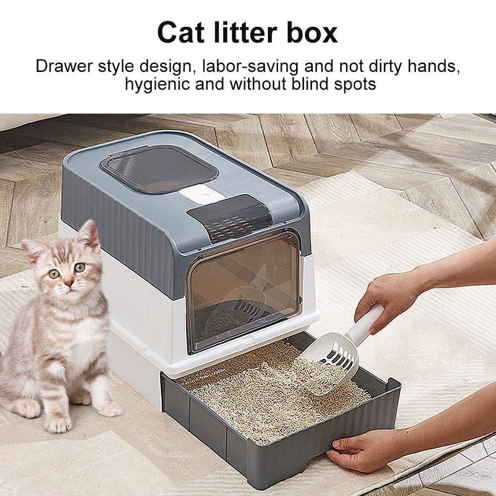 Enclosed Hooded Cat Litter Box with Scoop