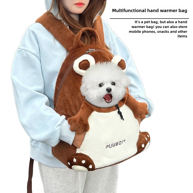 PUUROF Winter Cat Backpack, Pet Outdoor Backpack, Windproof and Warm Cat Front Bag, Outdoor Cycling Dog Bag, Dog Backpack