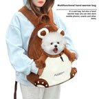 PUUROF Winter Cat Backpack, Pet Outdoor Backpack, Windproof and Warm Cat Front Bag, Outdoor Cycling Dog Bag, Dog Backpack