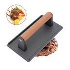 Meat Press with Wooden Handle Heavy Duty Grill Press Non-stick