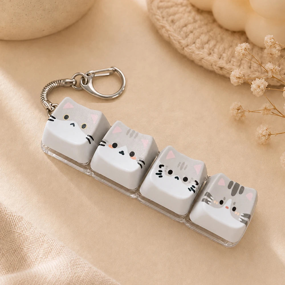 Cat Keyboard Fidget Keychain — 4 Keys