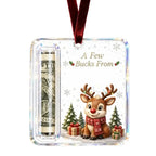 Christmas Money Holders Acrylic Hanging Money Holder Ornaments Christmas Tree Snowman Elk Hanging Pendant New Year Party Decor