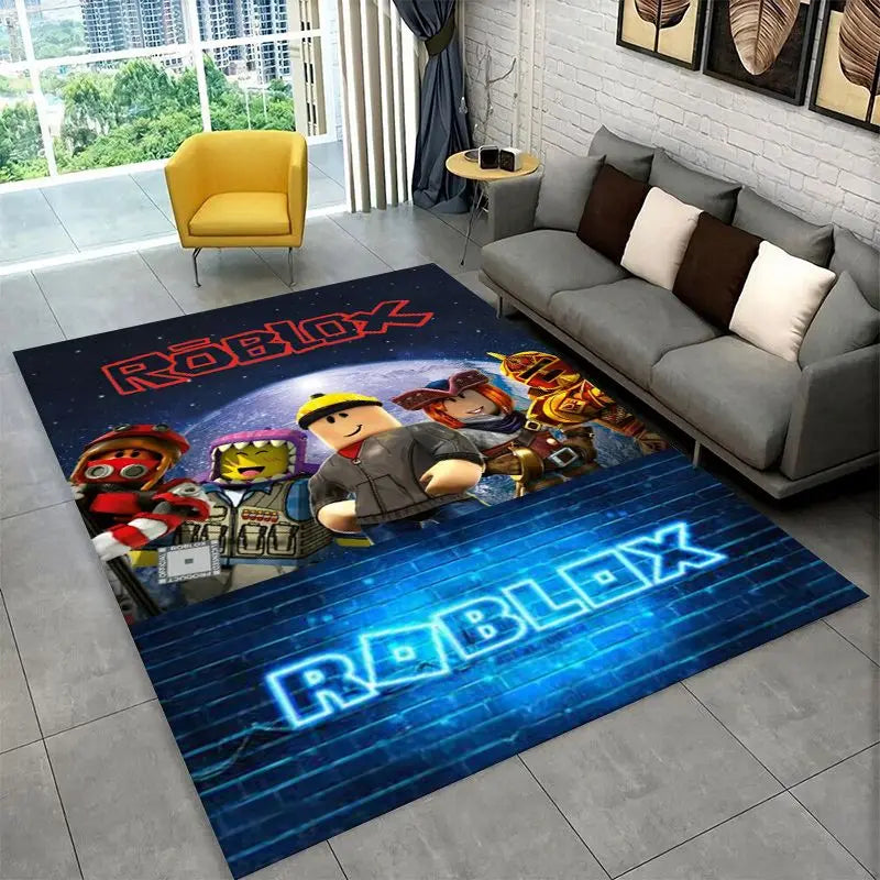 Cartoon R-Robloxs Game Gamer Carpet Rug for Playroom Bedroom Living Room Sofa Home Decor,kid Area Rug Non-slip Floor Mat