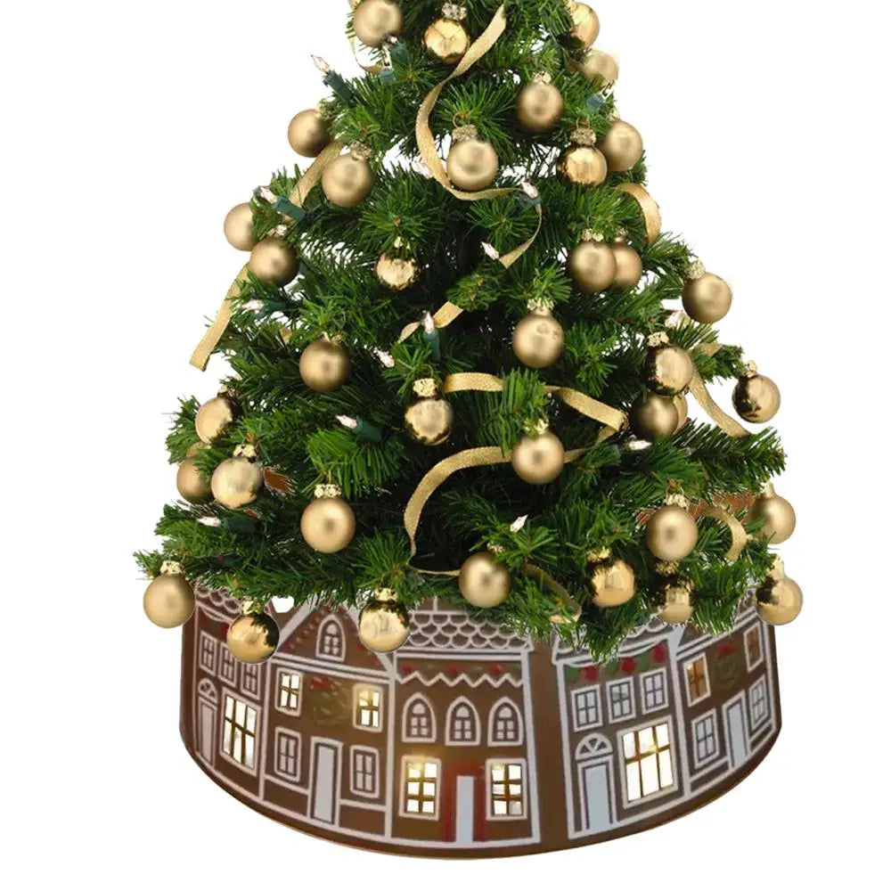 66/72cm Christmas Tree Collar Christmas Tree Top Decor Gingerbread House Skirt Collar Reusable Tree Ring Stand Winter Holiday
