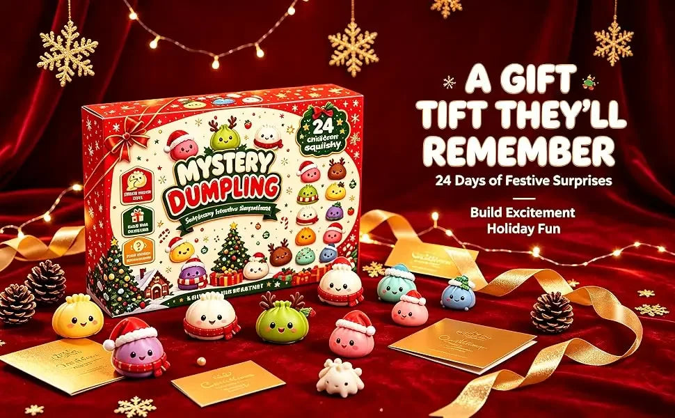 Christmas Squishy Advent Calendar 24 Day Countdown Surprise Box Dumpling Squishies Slow Rebound Squeeze Sensory Gift Decor