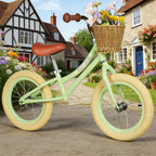 14 Inch Kids Balance Bike, Lightweight Height-adjustable Push Bike with Removable Basket and Rubber Air Tires