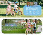 14 Inch Kids Balance Bike, Lightweight Height-adjustable Push Bike with Removable Basket and Rubber Air Tires