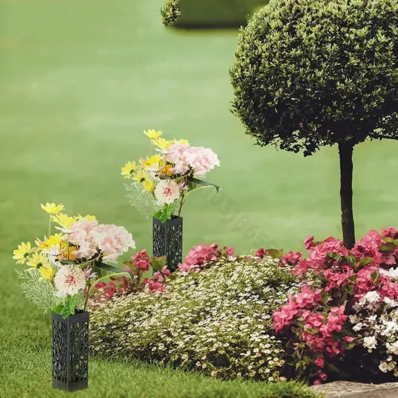 1/2/4PCS Cemetery Vase Plastic Cemetery Vase Decorations Gravestone Grave Yard Ground Outdoor Flower Marker Home Decorations