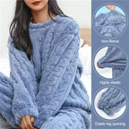 Women Coral Velvet Jacquard Pajama Set Soft Warm Winter Loungewear Comfortable Homewear for Christmas Valentine's Day Gift