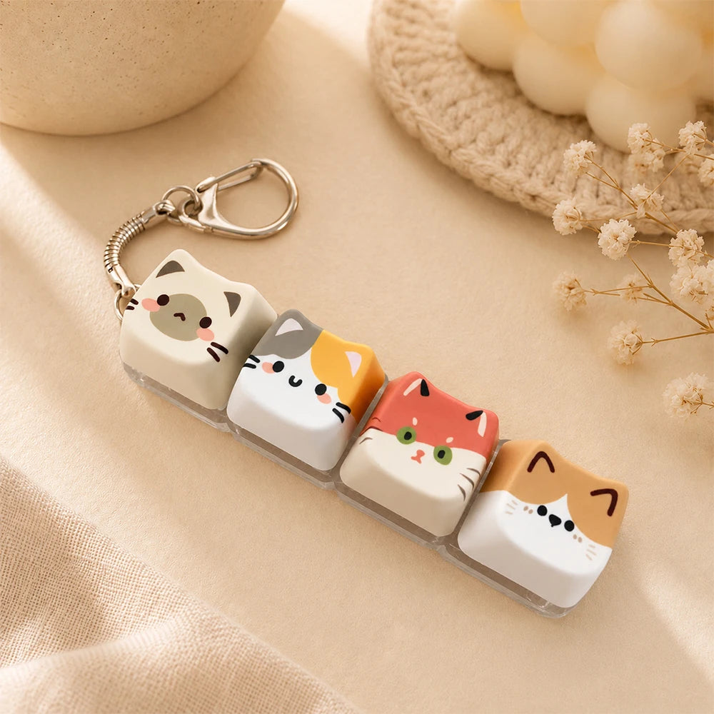 Cat Keyboard Fidget Keychain — 4 Keys
