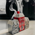 Christmas house resin wooden house snow winter incense cone burner ornament landscape decoration gift